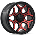 RTX Wheels - Goliath - Black - Gloss Black Machined Red Spokes - 18" x 9", -15 Offset, 5x127 (Bolt pattern), 71.5mm HUB