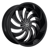 DUB - S242 COJONES - Black - GLOSS BLACK MILLED - 24" x 9", 15 Offset, 5x115, 120 (Bolt Pattern), 72.56mm HUB