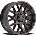 KranK Off-road - Fuse - Black - Gloss Black Red Milled - 22" x 10", -18 Offset, 6x135, 139.7 (Bolt Pattern), 108mm HUB