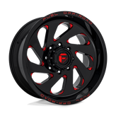 Fuel - D638 VORTEX - Black - GLOSS BLACK RED TINTED CLEAR - 20" x 12", -45 Offset, 6x139.7 (Bolt Pattern), 106.1mm HUB