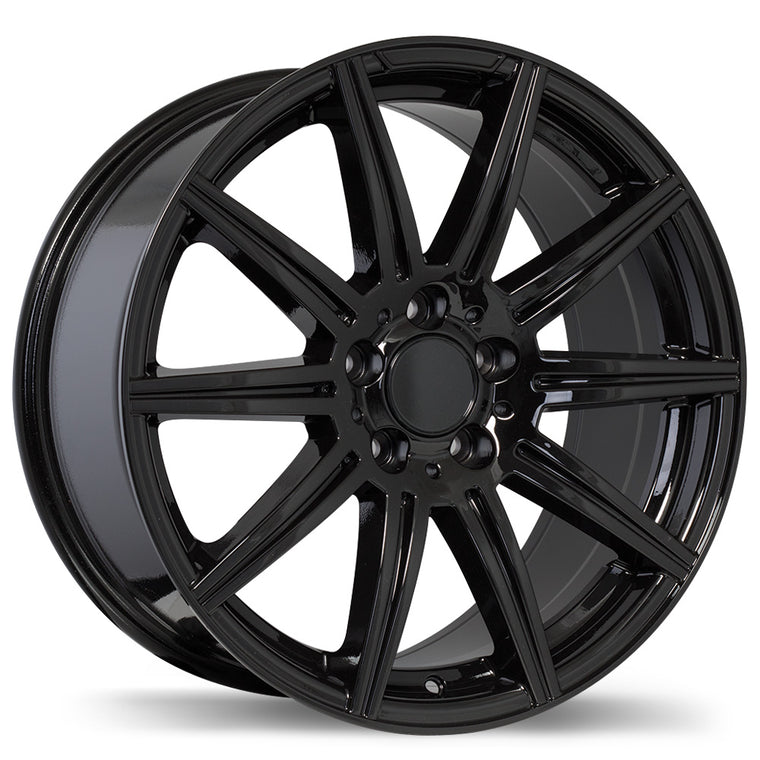 Replika - R157 - Black - Gloss Black - 18" x 8", 32 Offset, 5x112 (Bolt Pattern), 66.5mm HUB