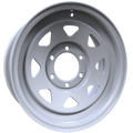 Envy Wheels - TRAILER STEEL SPOKE - White - WHITE / RED AND BLUE PIN STRIPE - 16" x 6", 0 Offset, 6x139.7 (Bolt Pattern), 108mm HUB