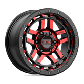 KMC Wheels - KM540 RECON - Black - GLOSS BLACK MACHINED WITH RED TINT - 17" x 8.5", 18 Offset, 6x139.7 (Bolt Pattern), 106.1mm HUB