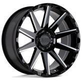 Black Rhino - TYPHOON - Black - Gloss Black with Milled Spokes - 17" x 9.5", 12 Offset, 5x127 (Bolt Pattern), 71.5mm HUB