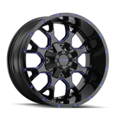 Mayhem - WARRIOR - Black - BLACK WITH PRISM BLUE - 20" x 9", 18 Offset, 8x165.1, 170 (Bolt Pattern), 130.8mm HUB