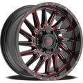 KranK Off-road - Coil - Black - Gloss Black Red Milled - 20" x 12", -44 Offset, 5x127, 139.7 (Bolt Pattern), 77.8mm HUB