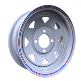 Envy Wheels - Trailer Steel - White - WHITE / RED AND BLUE PIN STRIPE - 12" x 4", -3 Offset, 4x101.6 (Bolt Pattern), 71.7mm HUB