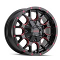 Mayhem - WARRIOR - Black - BLACK W/PRISM RED - 18" x 9", 18 Offset, 8x180 (Bolt Pattern), 124.1mm HUB