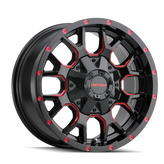 Mayhem - WARRIOR - Black - BLACK W/PRISM RED - 18" x 9", 18 Offset, 8x180 (Bolt Pattern), 124.1mm HUB