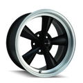 Ridler - 675 - Black - MATTE BLACK/MACHINED LIP - 17" x 8", 0 Offset, 5x120.65 (Bolt Pattern), 83.8mm HUB