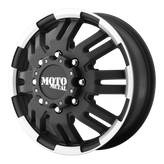 Moto Metal - MO963 - Gunmetal - MATTE BLACK MACHINED - FRONT - 17" x 6", 111 Offset, 8x165.1 (Bolt Pattern), 125.1mm HUB