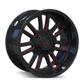 Mayhem - APOLLO - Black - GLOSS BLACK/PRISM RED MILLED - 20" x 9", 0 Offset, 6x135, 139.7 (Bolt Pattern), 106mm HUB