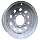 Envy Wheels - TRAILER STEEL MODULAR - White - WHITE / RED AND BLUE PIN STRIPE - 16" x 6", 0 Offset, 8x165.1 (Bolt Pattern), 131mm HUB