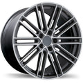 Replika - R209 - Gunmetal - Gloss Gunmetal with Machined Face - 21" x 9.5", 55 Offset, 5x130 (Bolt Pattern), 71.6mm HUB