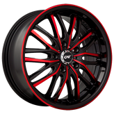 Dai Alloys - Mephisto - Black - Gloss Black - Red Face - 18" x 8", 45 Offset, 5x114.3 (Bolt Pattern), 73.1mm HUB