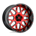 XD Series - XD820 GRENADE - Black - SATIN BLACK MACHINED FACE WITH RED TINTED CLEAR COAT - 20" x 10", -24 Offset, 5x127 (Bolt Pattern), 78.1mm HUB