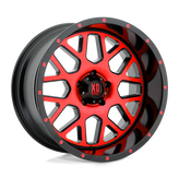 XD Series - XD820 GRENADE - Black - SATIN BLACK MACHINED FACE WITH RED TINTED CLEAR COAT - 20" x 10", -24 Offset, 5x127 (Bolt Pattern), 78.1mm HUB