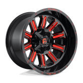 Fuel - D621 HARDLINE - Black - GLOSS BLACK RED TINTED CLEAR - 20" x 9", 1 Offset, 8x170 (Bolt Pattern), 125.1mm HUB