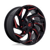 Fuel - D755 REACTION - Black - GLOSS BLACK MILLED WITH RED TINT - 20" x 9", 20 Offset, 8x170 (Bolt Pattern), 125.1mm HUB