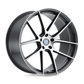 Beyern - RITZ - Gunmetal - GLOSS GUNMETAL WITH BRUSHED FACE - 18" x 8.5", 15 Offset, 5x120 (Bolt Pattern), 74.1mm HUB