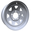 Envy Wheels - TRAILER STEEL SPOKE - White - WHITE / RED AND BLUE PIN STRIPE - 13" x 4.5", -3 Offset, 5x114.3 (Bolt Pattern), 84mm HUB