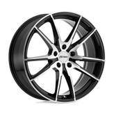 Petrol Wheels - P0A - Black - GLOSS BLACK WITH MACHINED CUT FACE - 18" x 8", 40 Offset, 5x108 (Bolt Pattern), 72.1mm HUB