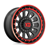 XD Series - XD856 OMEGA - Black - SATIN BLACK MACHINED LIP WITH RED TINT - 17" x 9", 0 Offset, 6x135, 139.7 (Bolt Pattern), 106.1mm HUB