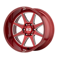 XD Series - XD844 PIKE - BRUSHED RED WITH MILLED ACCENT - 22" x 10", -18 Offset, 6x139.7 (Bolt Pattern), 106.1mm HUB