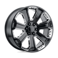 OE Creations - PR113 - Black - GLOSS BLACK WITH CHROME ACCENTS - 22" x 9", 24 Offset, 6x139.7 (Bolt Pattern), 78.1mm HUB