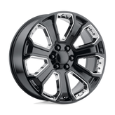 OE Creations - PR113 - Black - GLOSS BLACK WITH CHROME ACCENTS - 22" x 9", 24 Offset, 6x139.7 (Bolt Pattern), 78.1mm HUB