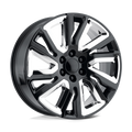 OE Creations - PR202 - Black - GLOSS BLACK WITH CHROME ACCENTS - 22" x 9", 28 Offset, 6x139.7 (Bolt Pattern), 78.1mm HUB