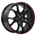 ART - Replica 170 - Black - Gloss Black - Red Lip - 18" x 8", 45 Offset, 5x114.3 (Bolt Pattern), 64.1mm HUB