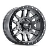 Dirty Life - CANYON PRO - Grey - SATIN GRAPHITE/BLACK LIP - 17" x 9", -12 Offset, 6x139.7 (Bolt Pattern), 106mm HUB