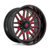 Fuel - D663 IGNITE - Black - GLOSS BLACK RED TINTED CLEAR - 22" x 12", -43 Offset, 6x139.7 (Bolt Pattern), 106.1mm HUB