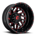 Fuel - D656 TRITON - Black - GLOSS BLACK RED TINTED CLEAR - 20" x 8.25", -240 Offset, 8x165.1 (Bolt Pattern), 121.5mm HUB