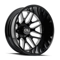 Cali Off-Road - INVADER DUALLY - Black - Gloss Black/Milled Spokes - 22" x 8.25", -192 Offset, 8x165.1 (Bolt pattern), 121.3mm HUB - 9115D-22881BMR192