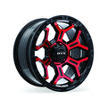 RTX Wheels - Goliath - Black - Gloss Black Machined Red Spokes - 18" x 9", 0 Offset, 6x139.7 (Bolt pattern), 106.1mm HUB - 083104