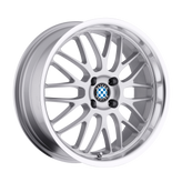 Beyern - MESH - Gunmetal - SILVER W/ MIRROR CUT LIP - 15" x 7", 27 Offset, 4x100 (Bolt Pattern), 57.1mm HUB