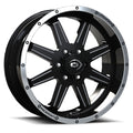Vision Wheel Off-Road - 421 CANNIBAL - Black - Gloss Black Machined Lip Milled Spoke - 20" x 9", 12 Offset, 6x120 (Bolt Pattern), 67mm HUB