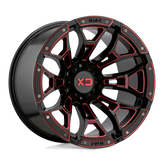 XD Series - XD841 BONEYARD - Black - Gloss Black Milled With Red Tint - 20" x 10", -18 Offset, 8x170 (Bolt Pattern), 125.1mm HUB