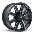 RTX Wheels - Steppe - Black - Black Machined - 18" x 9", 15 Offset, 8x170 (Bolt Pattern), 125mm HUB