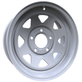 Envy Wheels - TRAILER STEEL SPOKE - White - WHITE / RED AND BLUE PIN STRIPE - 15" x 6", 0 Offset, 5x127 (Bolt Pattern), 84mm HUB