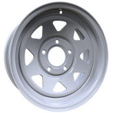 Envy Wheels - TRAILER STEEL SPOKE - White - WHITE / RED AND BLUE PIN STRIPE - 15" x 6", 0 Offset, 5x127 (Bolt Pattern), 84mm HUB