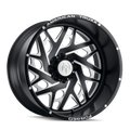 American Truxx - ARIES - Black - MATTE BLACK/MILLED - 22" x 12", -44 Offset, 8x170 (Bolt Pattern), 125.2mm HUB