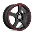 Motegi - MR116 FS5 - Black - Matte Black Red Racing Stripe - 18" x 8", 45 Offset, 5x105, 114.3 (Bolt Pattern), 72.6mm HUB