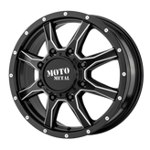 Moto Metal - MO995 - Gunmetal - SATIN BLACK MILLED - FRONT - 17" x 6.5", 111 Offset, 8x165.1 (Bolt Pattern), 125.1mm HUB