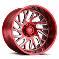 Tuff Wheels - T4B - Candy Red with Milled Spoke - 22" x 12", -45 Offset, 8x165.1 (Bolt Pattern), 125.1mm HUB