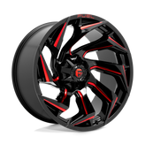 Fuel - D755 REACTION - Black - GLOSS BLACK MILLED WITH RED TINT - 24" x 12", -44 Offset, 8x180 (Bolt Pattern), 124.2mm HUB