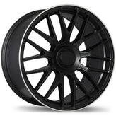 Replika - R183 - Black - Matte Black with Machined Lip - 19" x 8.5", 35 Offset, 5x112 (Bolt Pattern), 66.5mm HUB