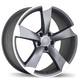 Replika - R134A - Gunmetal - Matte Gunmetal with Machined Face - 18" x 8.5", 45 Offset, 5x112 (Bolt Pattern), 57.1mm HUB